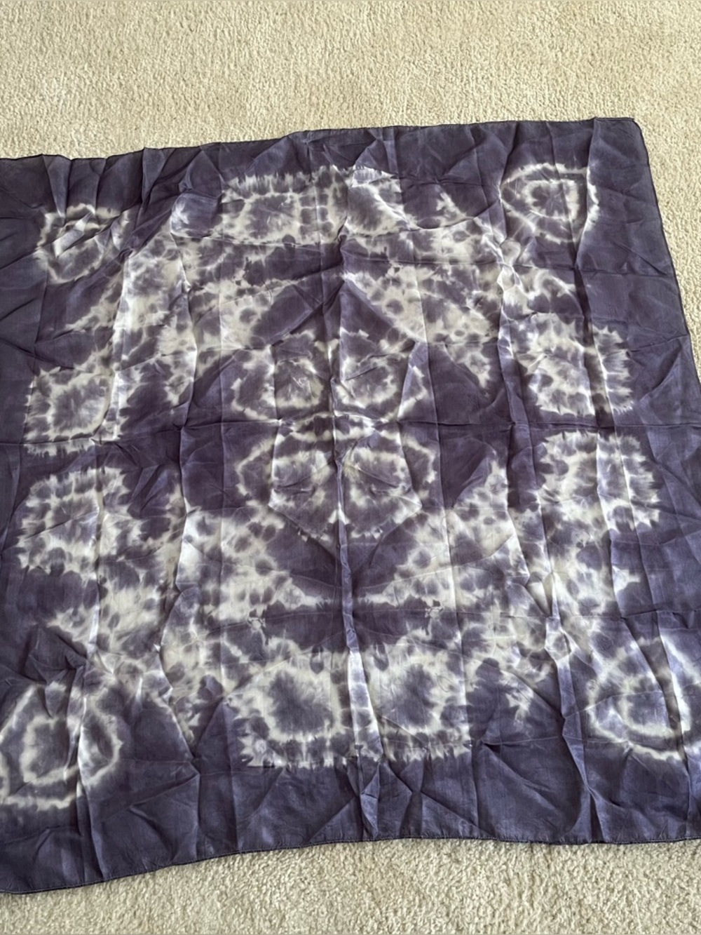 Vintage Silk Tie Dye Scarf Gray White